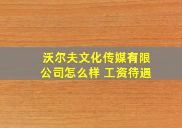 沃尔夫文化传媒有限公司怎么样 工资待遇